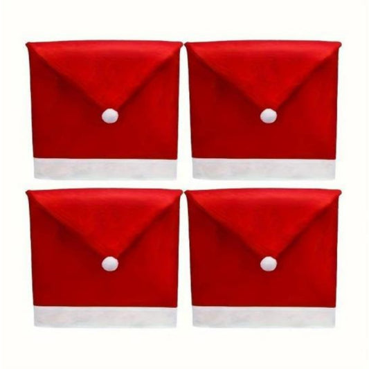 Christmas Chair Covers – Santa Hat Slip-On Chair Back Covers for Holiday Décor