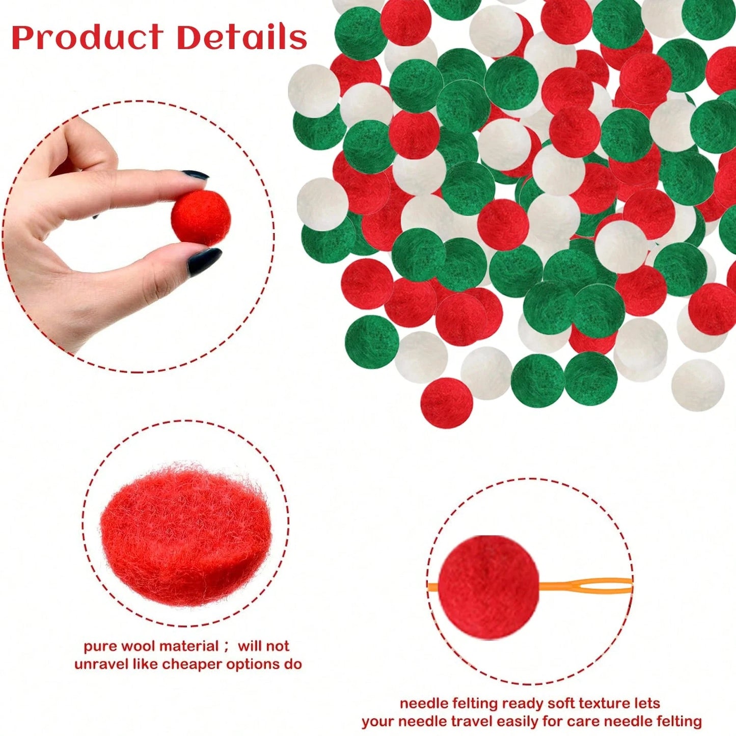 100PCS Christmas Pom Poms with Battery String Lights – Red, Green & White DIY Holiday Décor