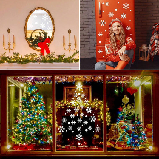 135Pcs Christmas Window Clings Snowflakes Window Decals Static Window Stickers For Christmas Decorations Window Decor Ornaments Xmas Party Supplies Thanksgiving Party Decor -5-Sheet,Christmas