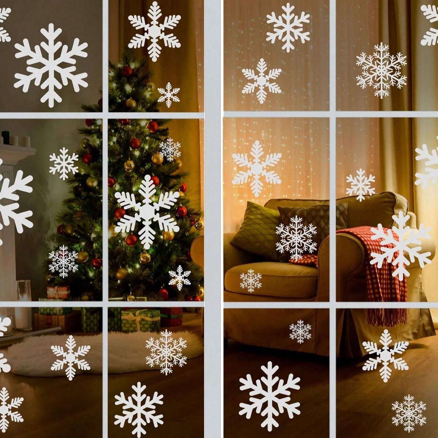 135PCS Christmas Window Clings – Snowflake & Holiday Decals for Windows, Parties & Home Déc