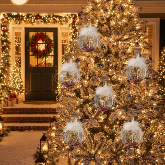 6PCS Glass Christmas Ornaments – Decorative Hanging Balls for Tree & Holiday Décor