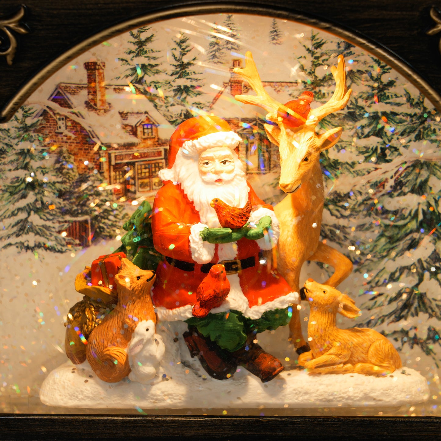 Musical Christmas Snow Globe with Santa & Reindeer – LED Lighted Holiday Decoration