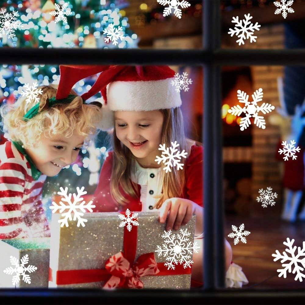 135PCS Christmas Window Clings – Snowflake & Holiday Decals for Windows, Parties & Home Déc